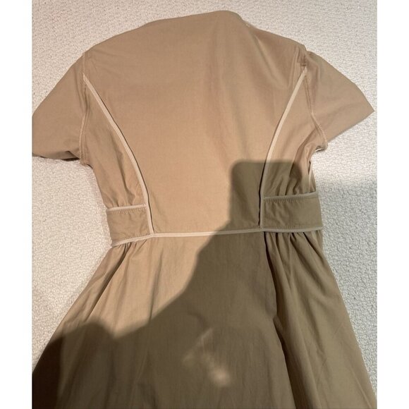 Mirra Masa collared Dress, Beige, Faux leather accent, zip front 100% cotton - Picture 9 of 12